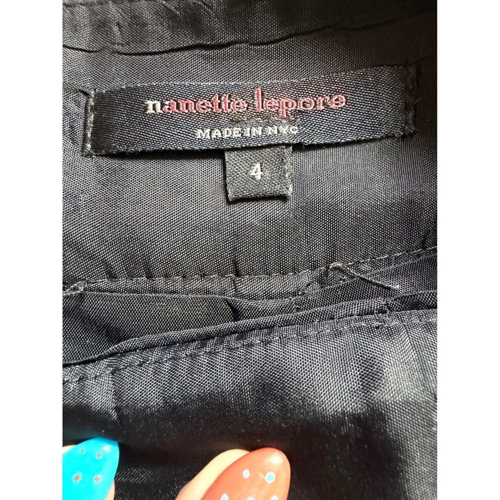 Nanette Lepore Pinstripe Pleated Mini Skirt Grey Size 4 Made in NYC Tailored - Picture 5 of 9